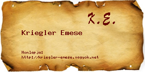 Kriegler Emese névjegykártya